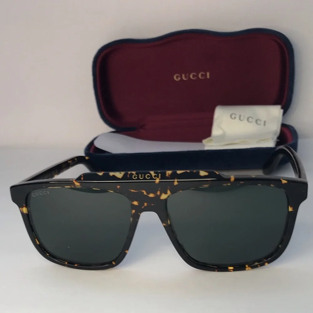 New - Authentic GUCCI GG1039S 002 sunglass dark havana frame green light mirror